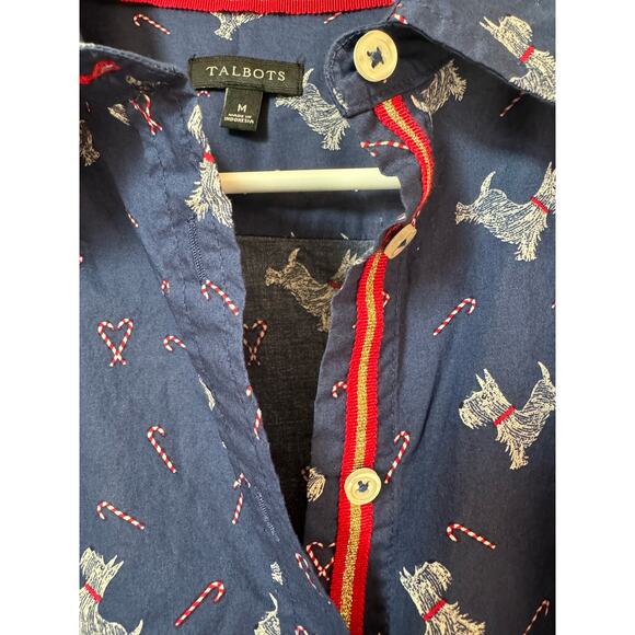 Talbots CLASSIC COTTON SHIRT - SWEET DOG, Scottie dogs & candy canes size medium - Picture 11 of 13